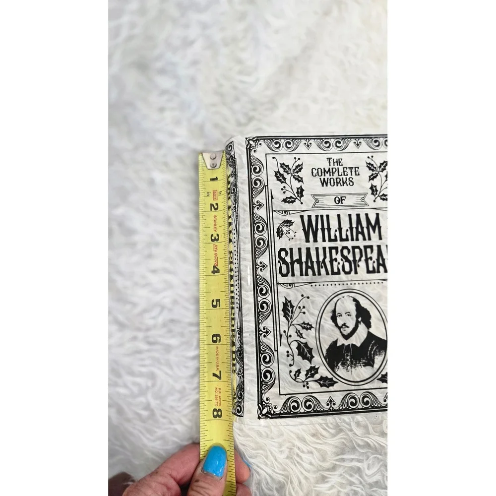 William Shakespeare Book Shaped Clear Acrylic Flower Vase Literary Home Dec 8in
